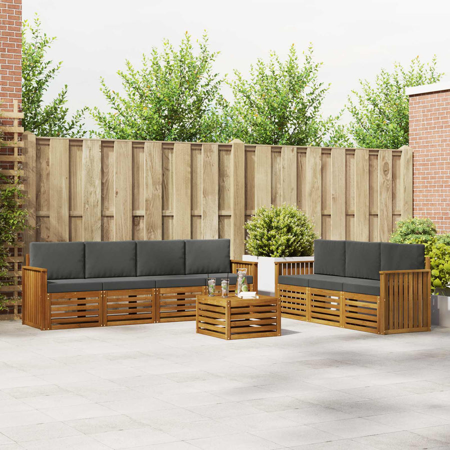 Outdoor Sofa Set 8 pcs 7-Seaters Natural and Anthracite