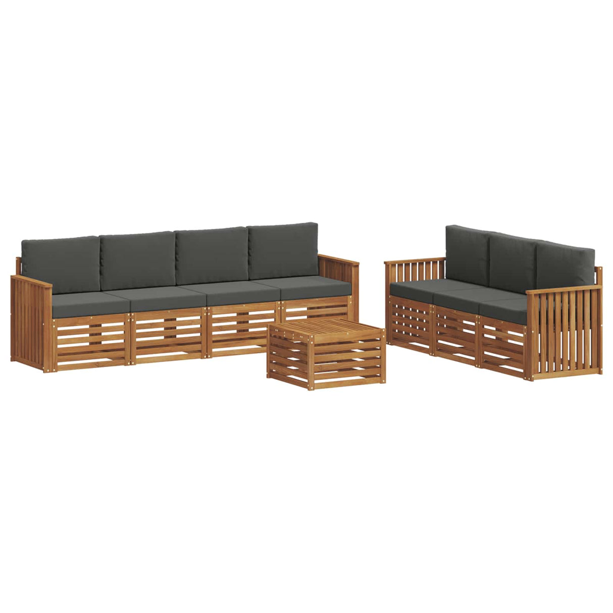 Sofa Sets 8 pcs Natural and Anthracite Solid Acacia Wood