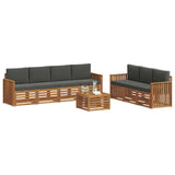 Sofa Sets 8 pcs Natural and Anthracite Solid Acacia Wood - Side View