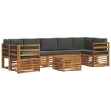 Outdoor Sofa Set 8 pcs Natural and Anthracite Solid Acacia Wood - Front View
