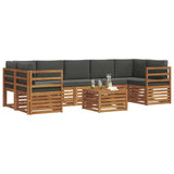 Outdoor Sofa Set 8 pcs Natural and Anthracite Solid Acacia Wood - Side View