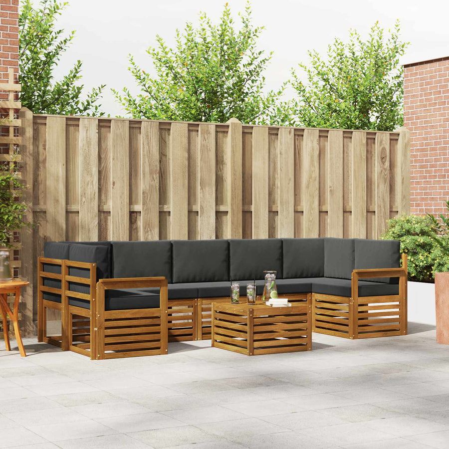 Outdoor Sofa Set 8 pcs 7-Seaters Natural and Anthracite