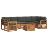 Outdoor Sofa Set 8 pcs Natural and Anthracite Solid Acacia Wood - Front View
