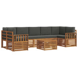 Outdoor Sofa Set 8 pcs Natural and Anthracite Solid Acacia Wood - Front View