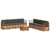 Sofa Sets 9 pcs Natural and Anthracite Solid Acacia Wood - Side View