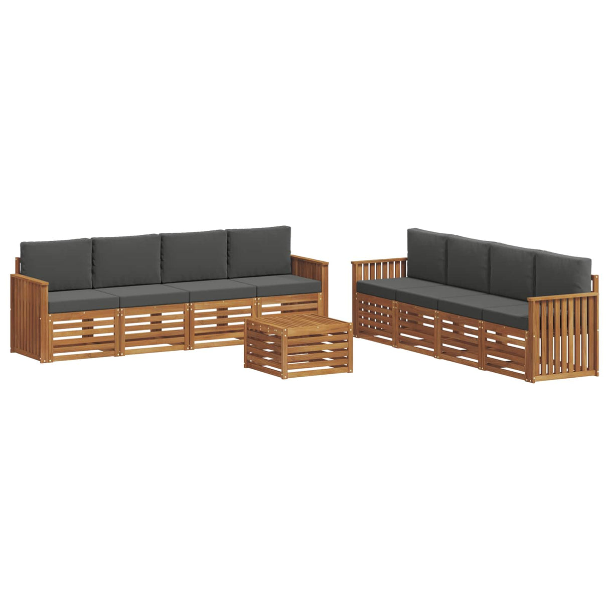 Sofa Sets 9 pcs Natural and Anthracite Solid Acacia Wood