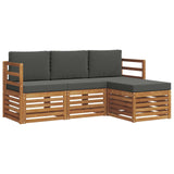Outdoor Sofa Set with Cushion 4 pcs Natural and Anthracite - Front View