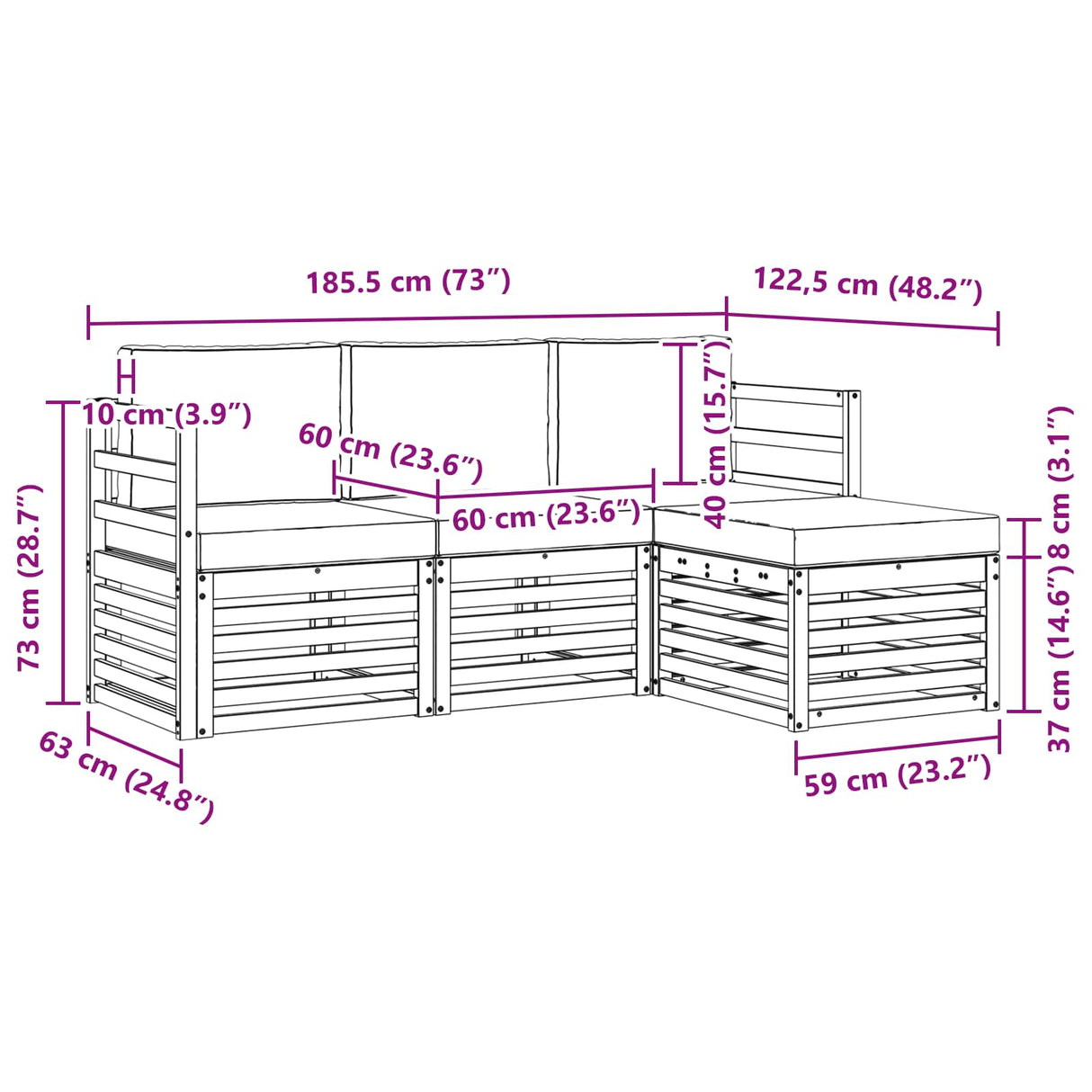 Outdoor Sofa Set with Cushion 4 pcs Natural and Anthracite
