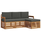 Outdoor Sofa Set with Cushion 4 pcs Natural and Anthracite - Front View
