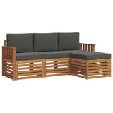 Outdoor Sofa Set with Cushion 4 pcs Natural and Anthracite - Front View