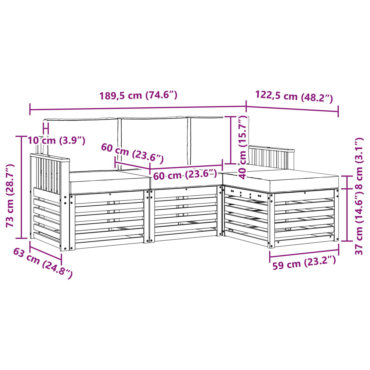 Outdoor Sofa Set with Cushion 4 pcs Natural and Anthracite