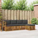 Outdoor Sofa Set with Cushion 5 pcs Natural and Anthracite