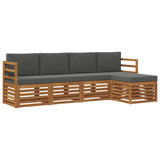 Outdoor Sofa Set with Cushion 5 pcs Natural and Anthracite - Front View