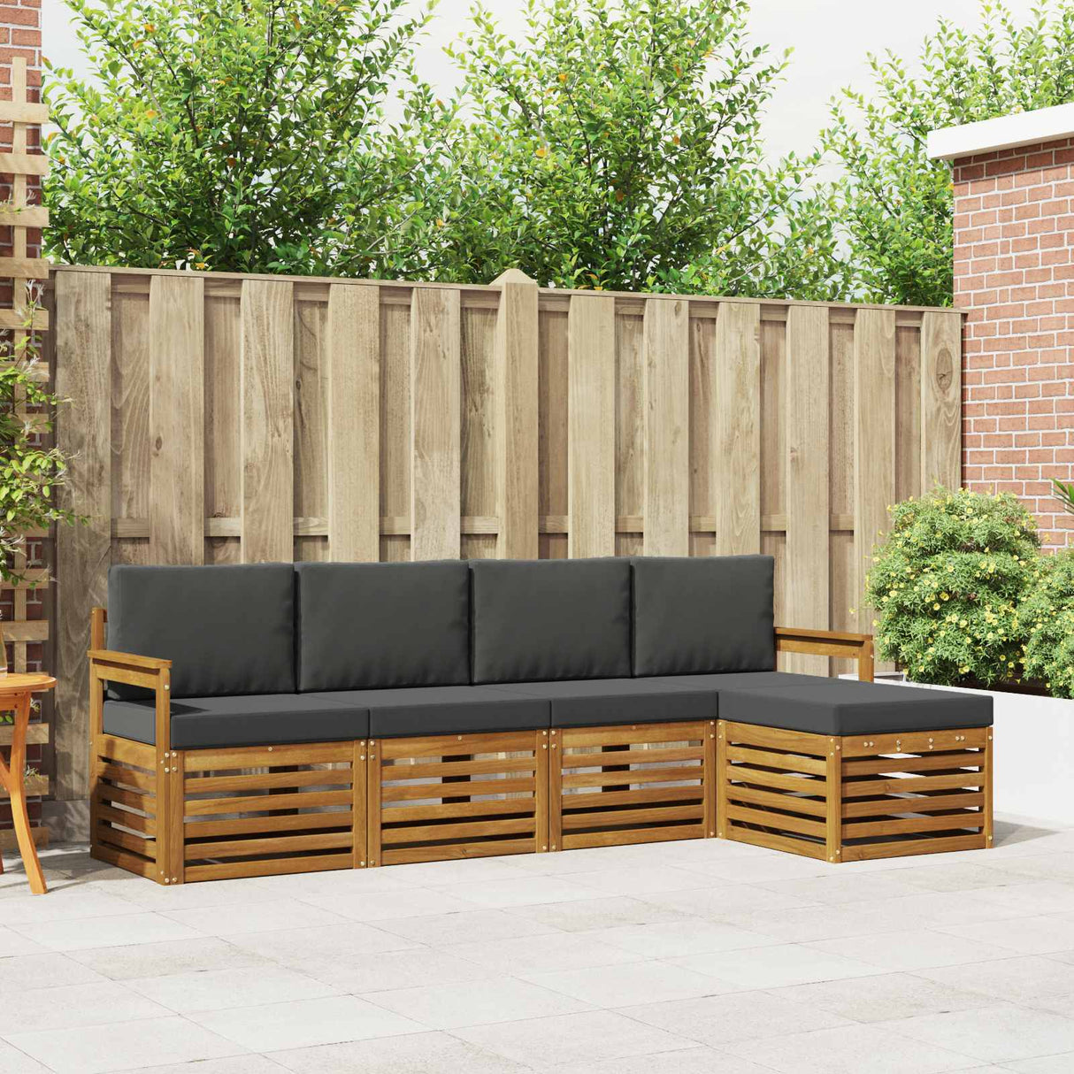 Outdoor Sofa Set with Cushion 5 pcs Natural and Anthracite