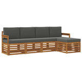 Outdoor Sofa Set with Cushion 5 pcs Natural and Anthracite - Front View
