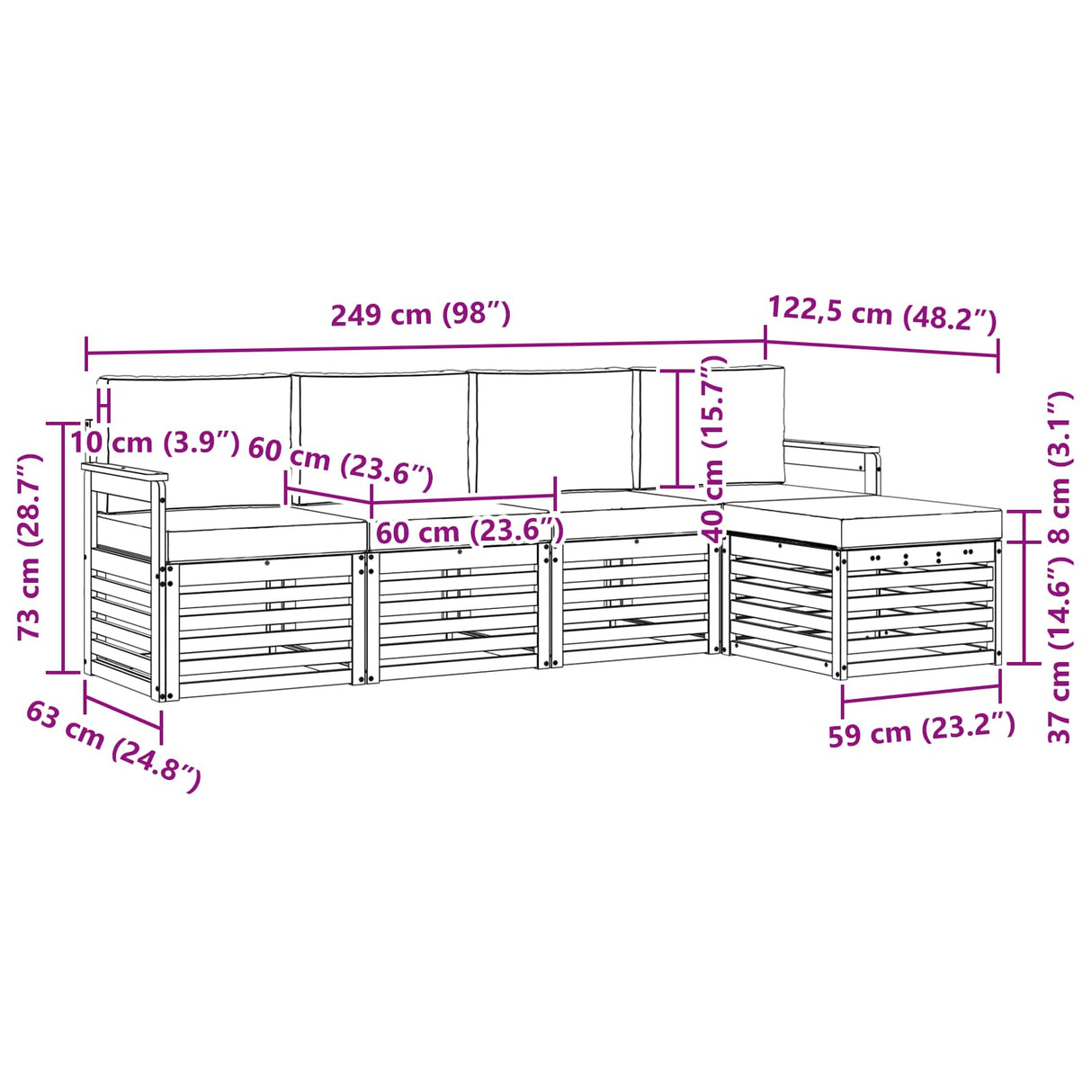 Outdoor Sofa Set with Cushion 5 pcs Natural and Anthracite