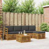 Outdoor Sofa Set with Cushion 6 pcs Natural and Anthracite