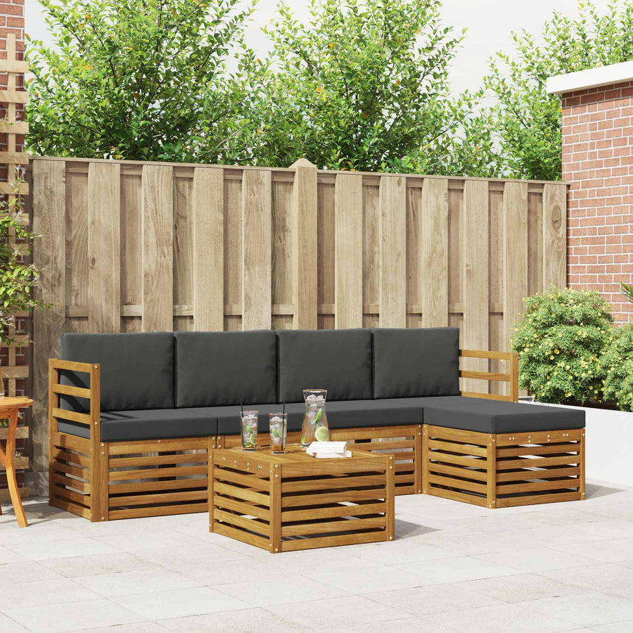 Outdoor Sofa Set 6 pcs 5-Seaters Natural and Anthracite