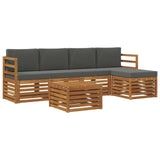 Outdoor Sofa Set with Cushion 6 pcs Natural and Anthracite - Front View