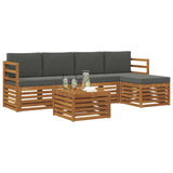 Outdoor Sofa Set with Cushion 6 pcs Natural and Anthracite - Side View