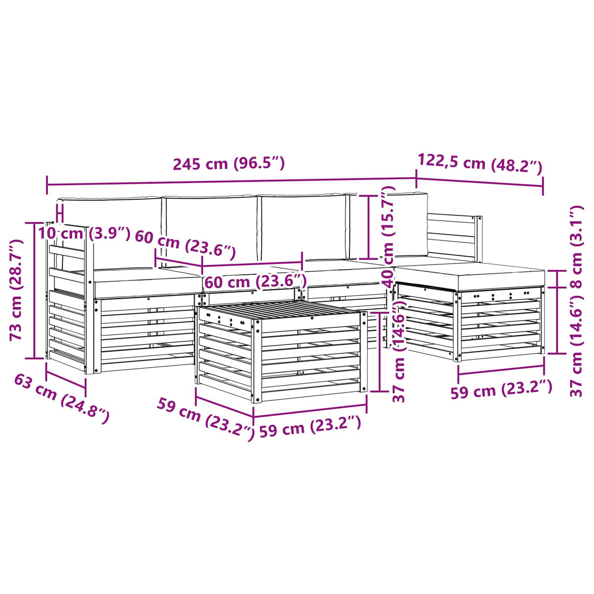 Outdoor Sofa Set with Cushion 6 pcs Natural and Anthracite