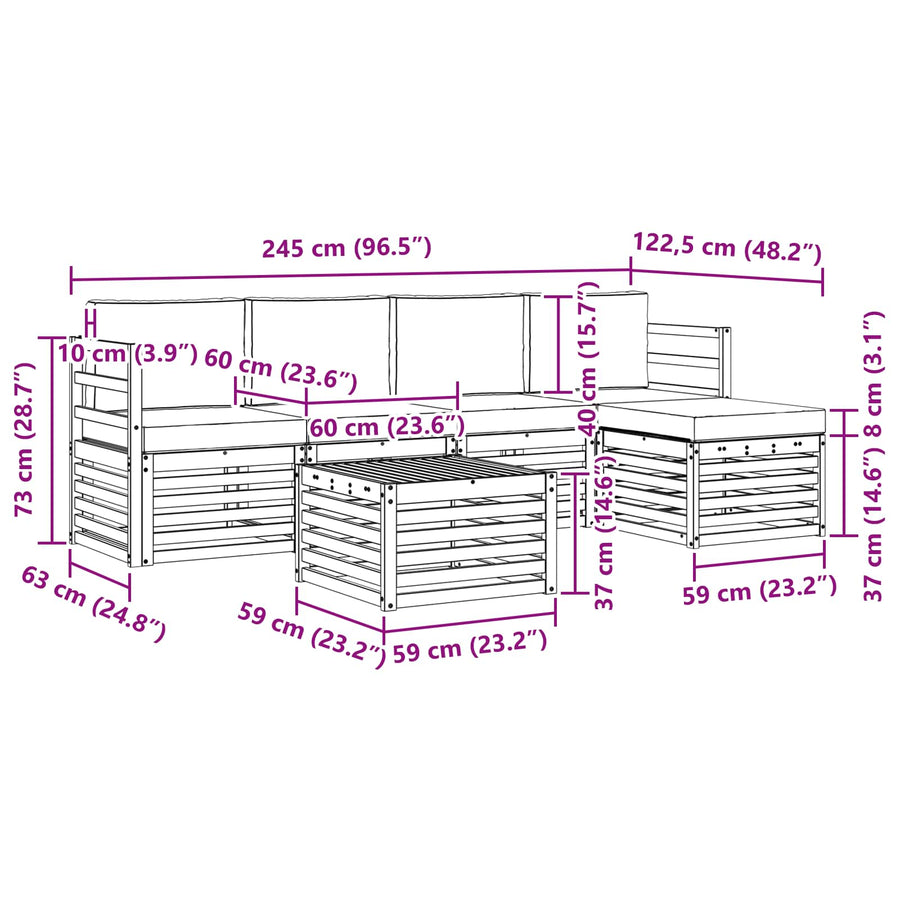Outdoor Sofa Set 6 pcs 5-Seaters Natural and Anthracite