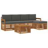 Outdoor Sofa Set with Cushion 6 pcs Natural and Anthracite