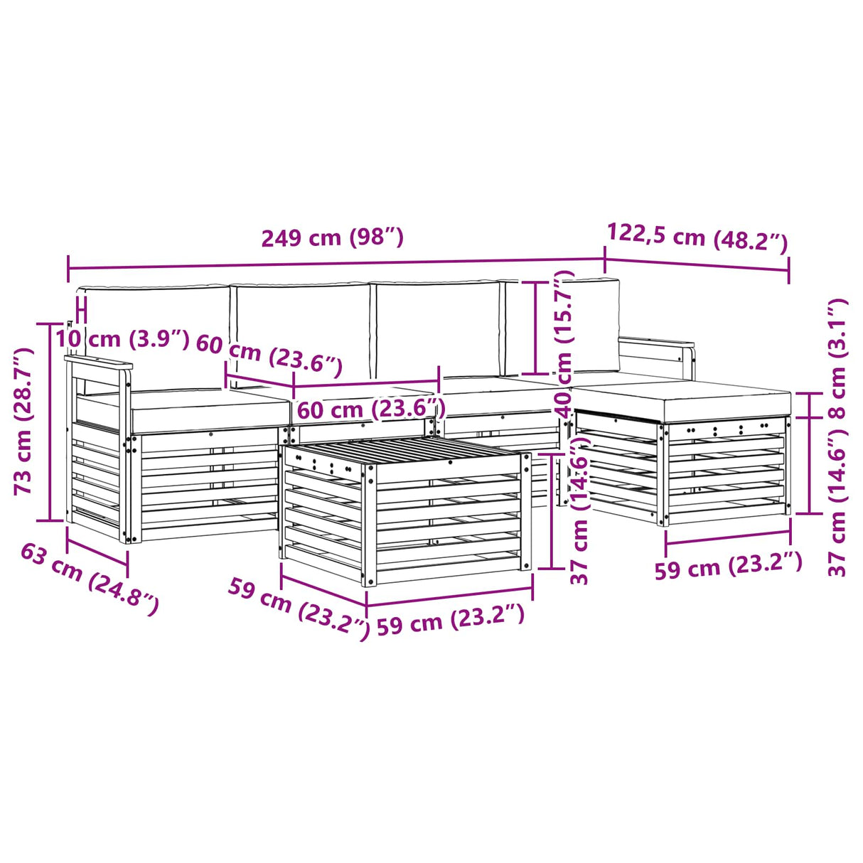 Outdoor Sofa Set with Cushion 6 pcs Natural and Anthracite