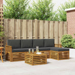 Outdoor Sofa Set 6 pcs 5-Seaters Natural and Anthracite