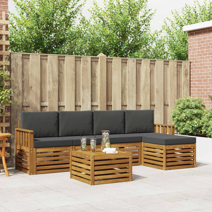 Outdoor Sofa Set 6 pcs 5-Seaters Natural and Anthracite