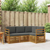 Sofa Sets 4 pcs Natural and Anthracite Solid Acacia Wood