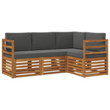Sofa Sets 4 pcs Natural and Anthracite Solid Acacia Wood