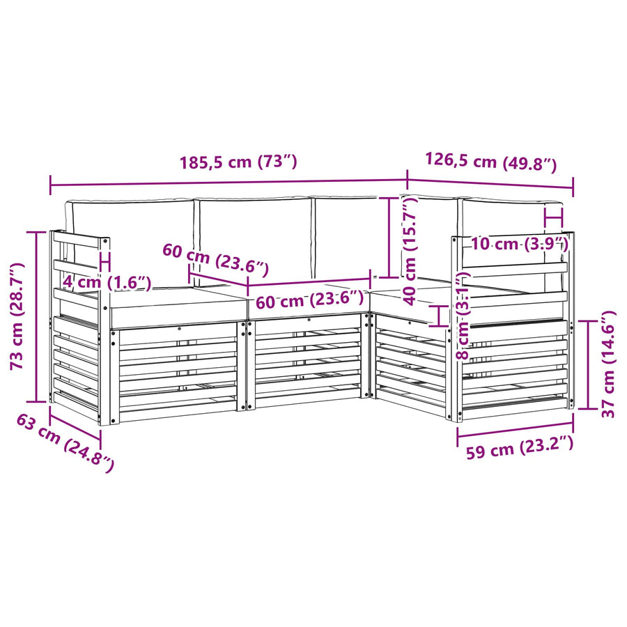 Outdoor Sofa Set 4 pcs 4-Seaters Natural and Anthracite