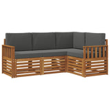 Sofa Sets 4 pcs Natural and Anthracite Solid Acacia Wood - Front View