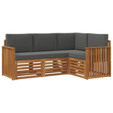Sofa Sets 4 pcs Natural and Anthracite Solid Acacia Wood - Front View