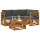 Outdoor Sofa Set with Cushion 5 pcs Natural and Anthracite
