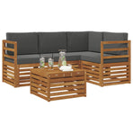 Outdoor Sofa Set 5 pcs 4-Seaters Natural and Anthracite
