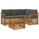 Outdoor Sofa Set with Cushion 5 pcs Natural and Anthracite