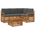 Outdoor Sofa Set 5 pcs Natural and Anthracite Polyester, image 2
