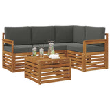 Outdoor Sofa Set with Cushion 5 pcs Natural and Anthracite - Side View