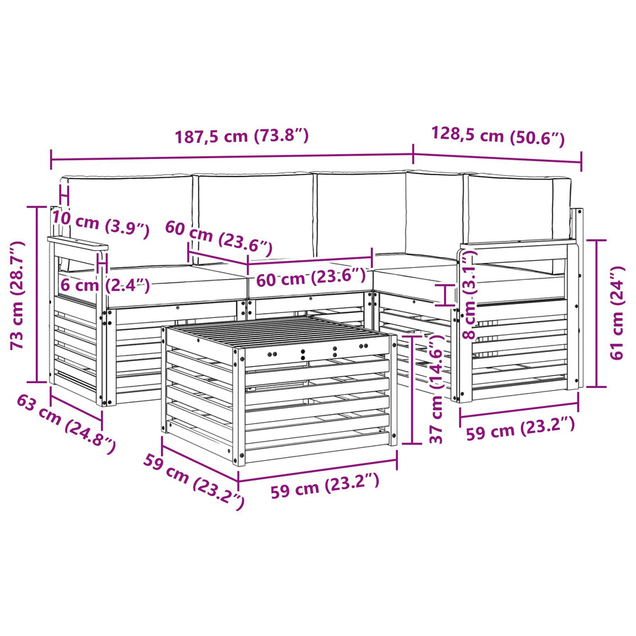 Outdoor Sofa Set 5 pcs Natural and Anthracite Polyester, image 10