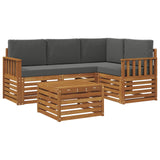 Outdoor Sofa Set with Cushion 5 pcs Natural and Anthracite - Front View