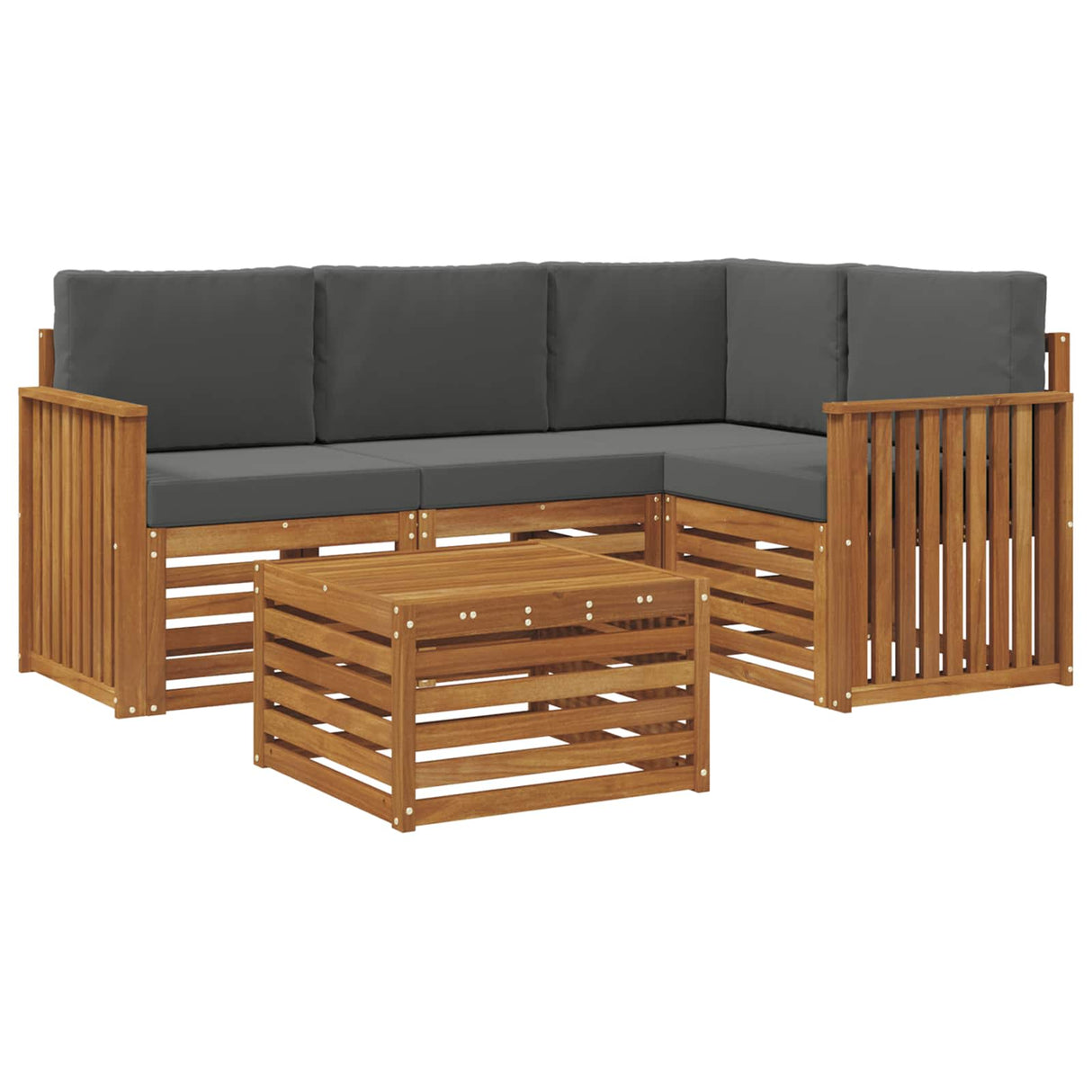 Outdoor Sofa Set with Cushion 5 pcs Natural and Anthracite