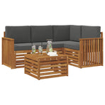 Outdoor Sofa Set 5 pcs 4-Seaters Natural and Anthracite
