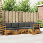 Outdoor Sofa Set 5 pcs 5-Seaters Natural and Anthracite