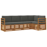 Sectional Sofa Set with Cushion 5 pcs Natural and Anthracite - Front View