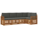 Sectional Sofa Set with Cushion 5 pcs Natural and Anthracite - Front View