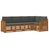 Sectional Sofa Set with Cushion 5 pcs Natural and Anthracite - Front View