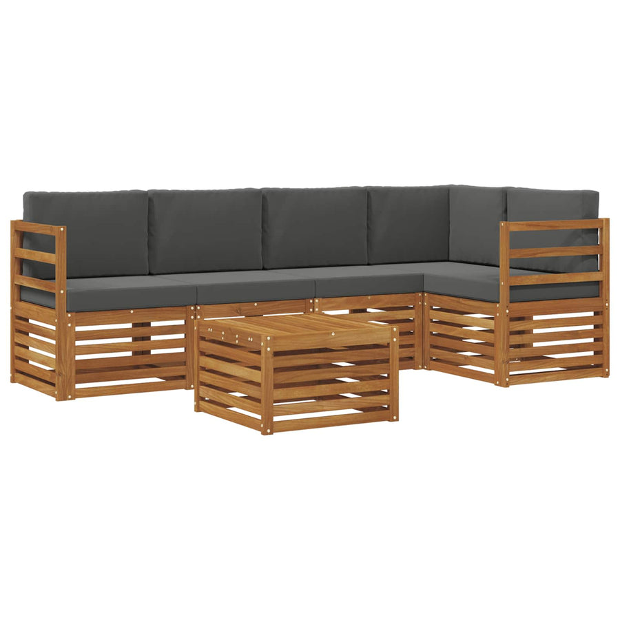 Outdoor Sofa Set 6 pcs 5-Seaters Natural and Anthracite