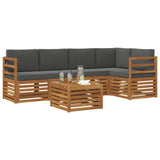 Sectional Sofa Set with Cushion 6 pcs Natural and Anthracite